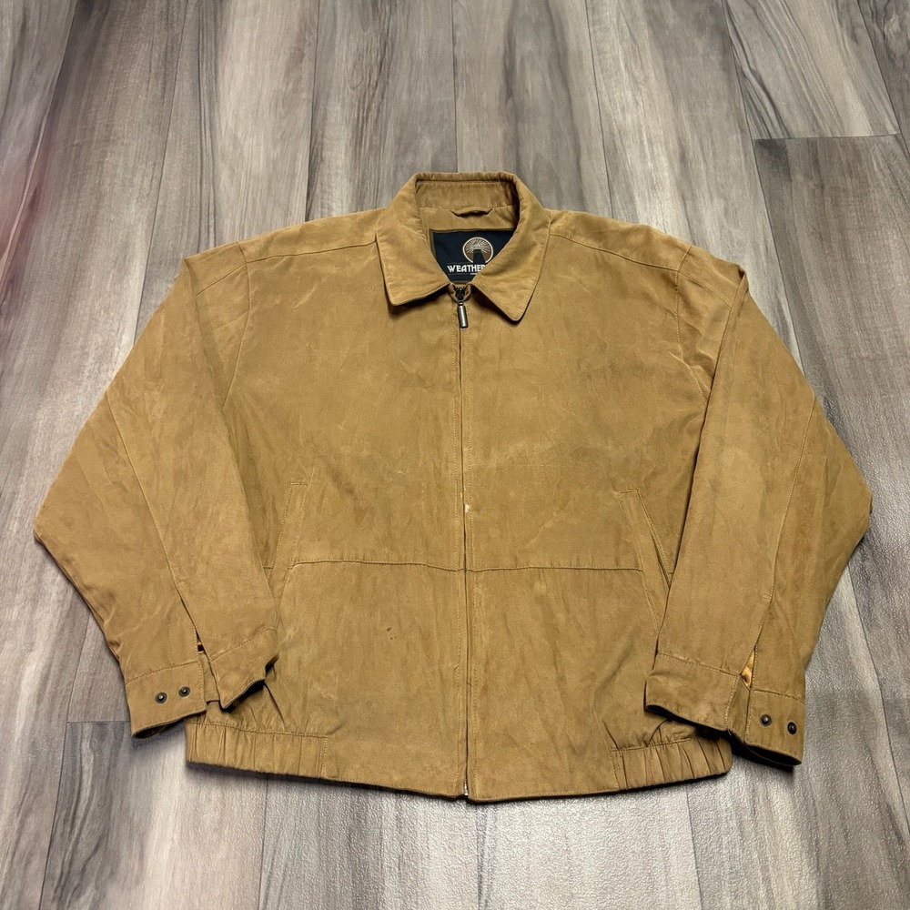 Weatherproof Garment Co Mens XL Tan Microfiber Bomber Jacket Full Zip Harrington
